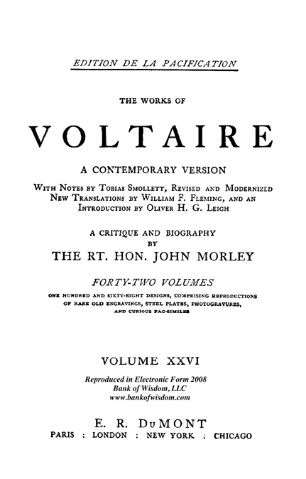 The Works of Voltaire, Vol. 26 of 42 vols + INDEX volume 43